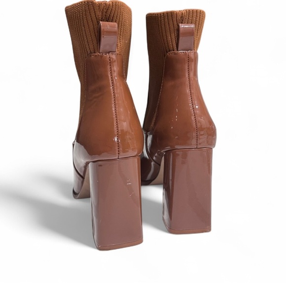 Line NewSteve Madden Shine Boots Cognac Pointed Toe Block Heel Slip On 9.5 - Picture 3 of 8
